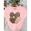 Summer Round Neck 3D Leopard Print Heart Print Top Fashionable Casual Short Sleeved Women's T-shirts
