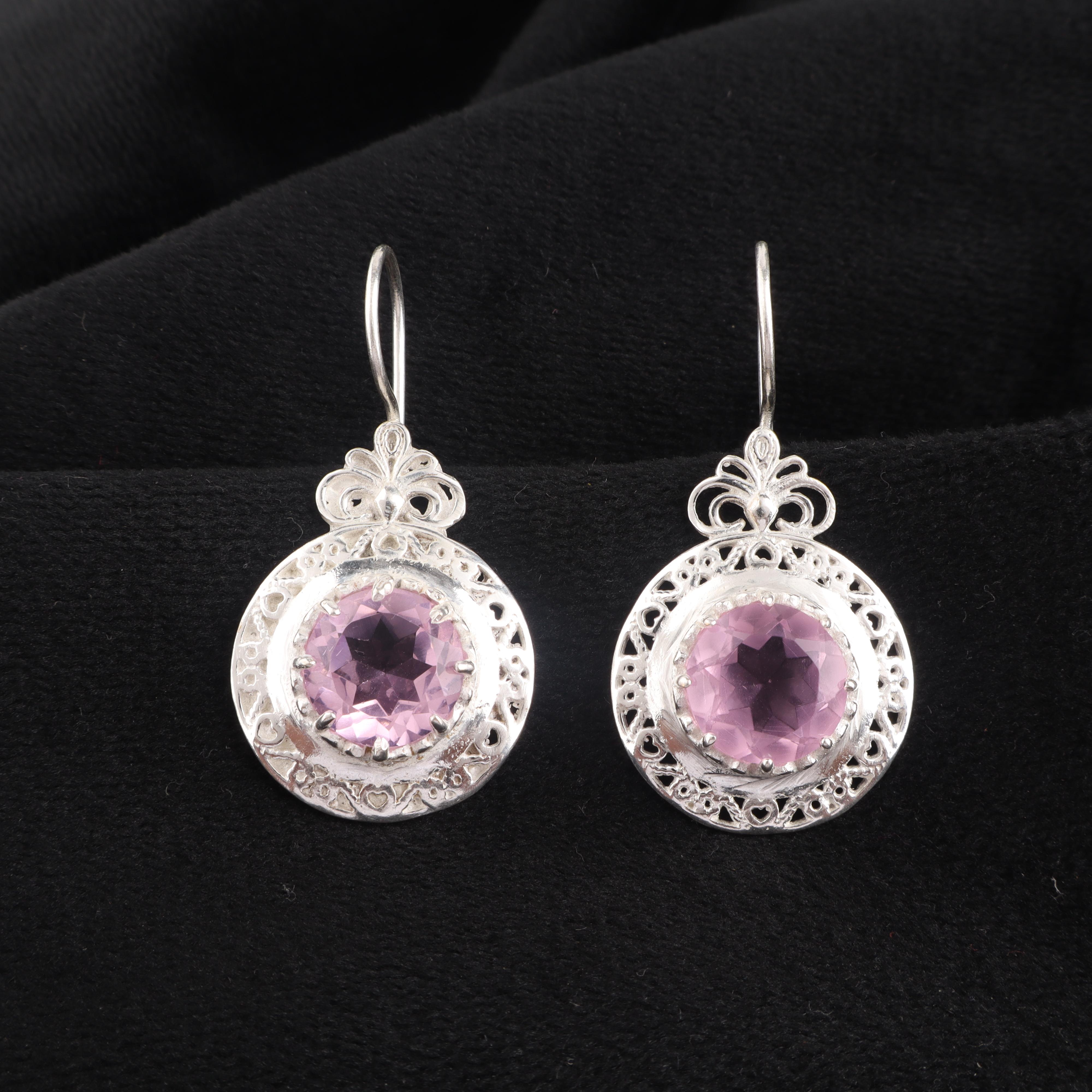 

Morganite Gemstone Silver Earring 1.5 , 925 Sterling Silver Jewelry, June Birthmonth Gift, Bohemian Jewelry, Pink Stone Earring For Wife CE-25-9