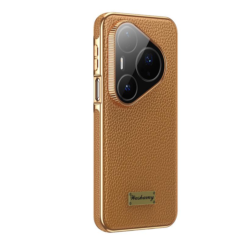 Applicable to Huawei pura80pro mobile phone case magnetic charging plated pura70pro anti-drop lens all-inclusive leather case