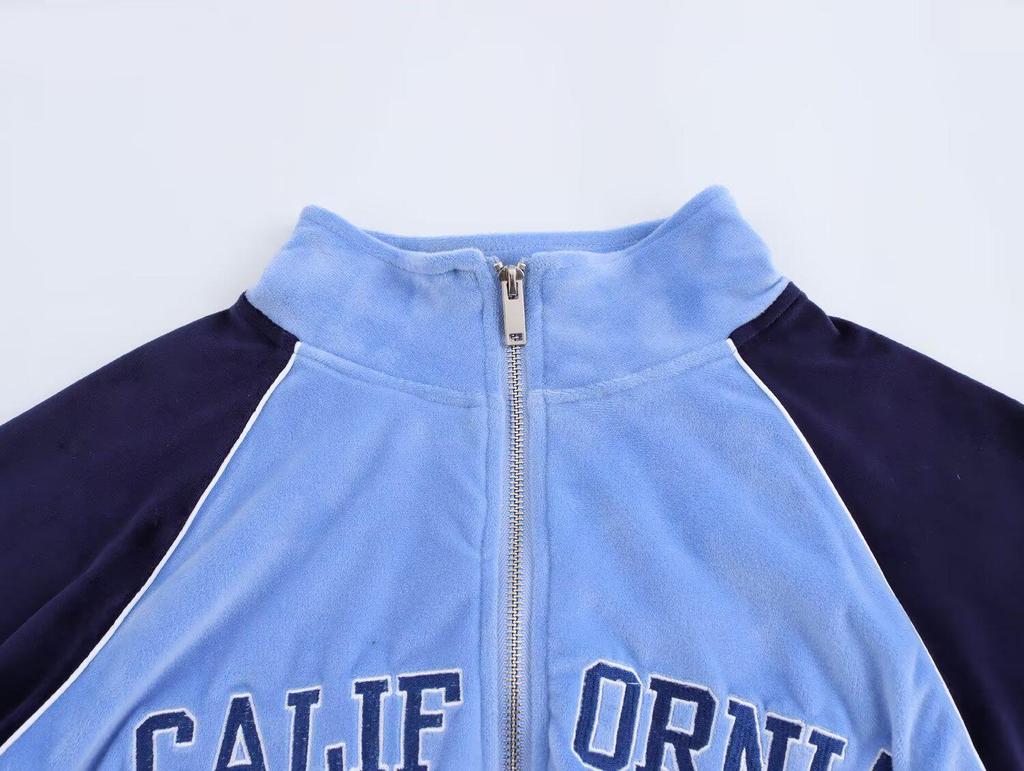 2025 Spring European & American Style Women's Embroidered Velvet Jacket and Casual Pants