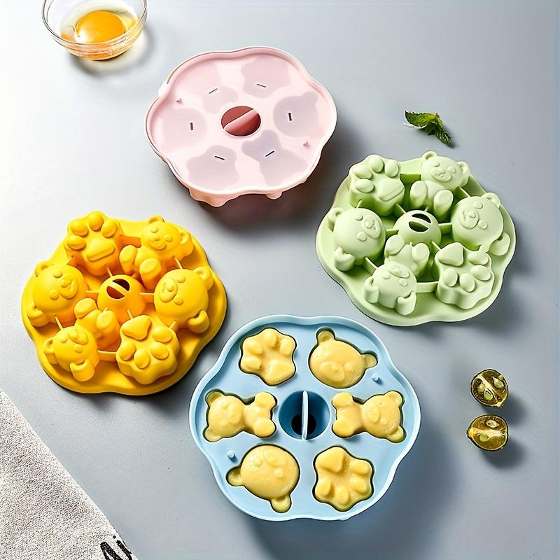 Silicone Covered Bear Ice Cream Jelly Mold - Manual, Oval Shaped Kitchen Tool for Steamed Cakes, Ice Cubes, and Supplementary Food