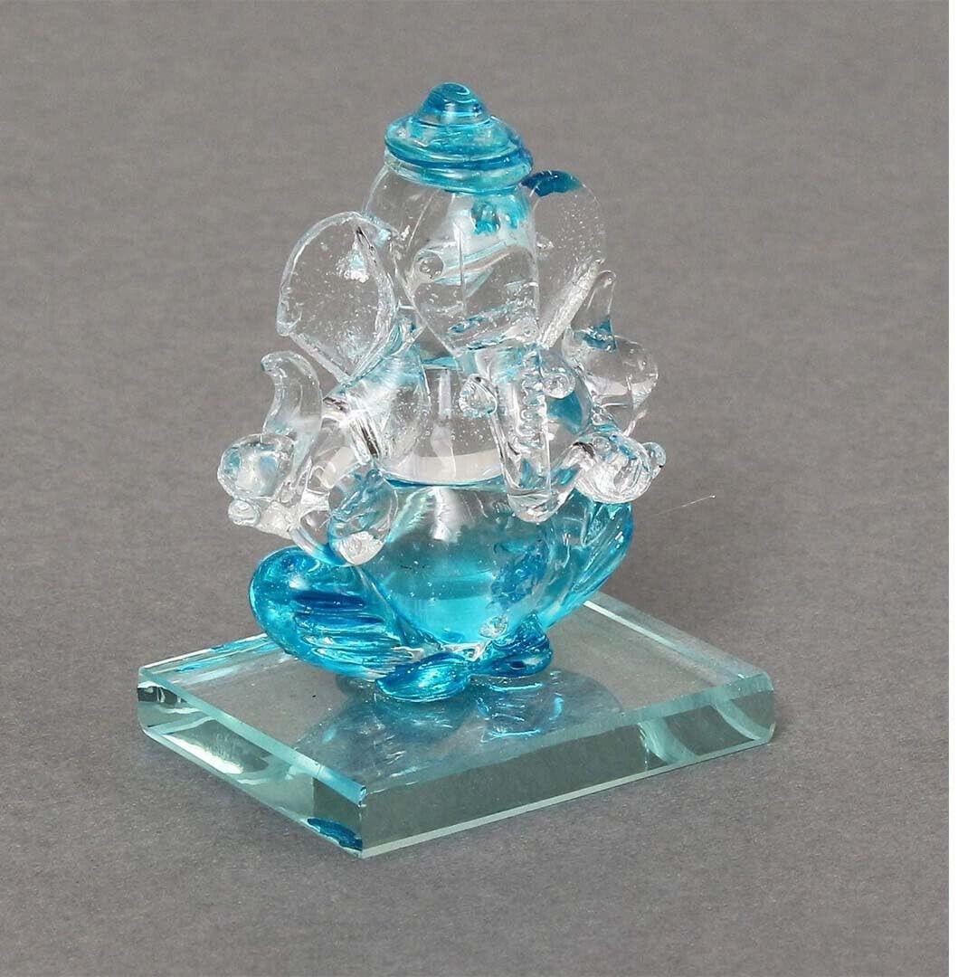

@ Indian Traditional Crystal Glass Ganesh Idol Statue Double Side For Gifts Zr-1765-60%Off