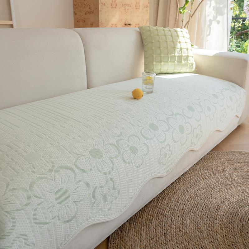 

Summer Cool Ice Silk Sofa Cushion New Special-Shaped Straight Row Seat Cushion One-Piece Fixed Non-Slip Cover Towel 70*70cm