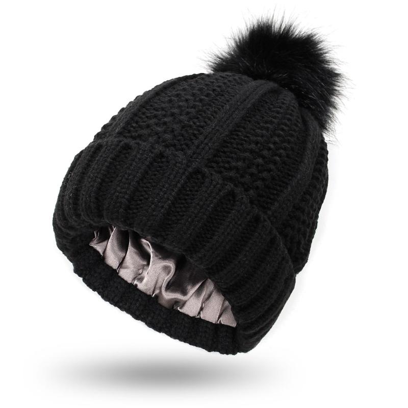 Casual Knitted Hat Fashion for w/ pompom Thick Solid Color Warm Hat Fall Winter