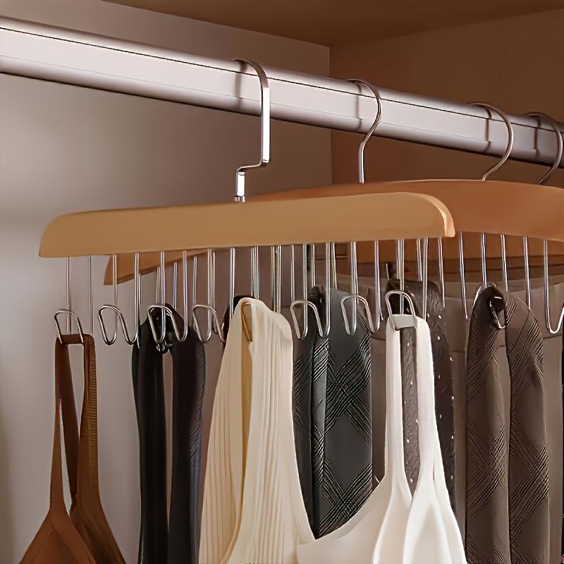 1pc Multi-functional Solid Wood Hanger Hook Women Storage Bra Hanger Home Belt Hanger Durable 8 Hooks Rack Closet Clothes Organizer