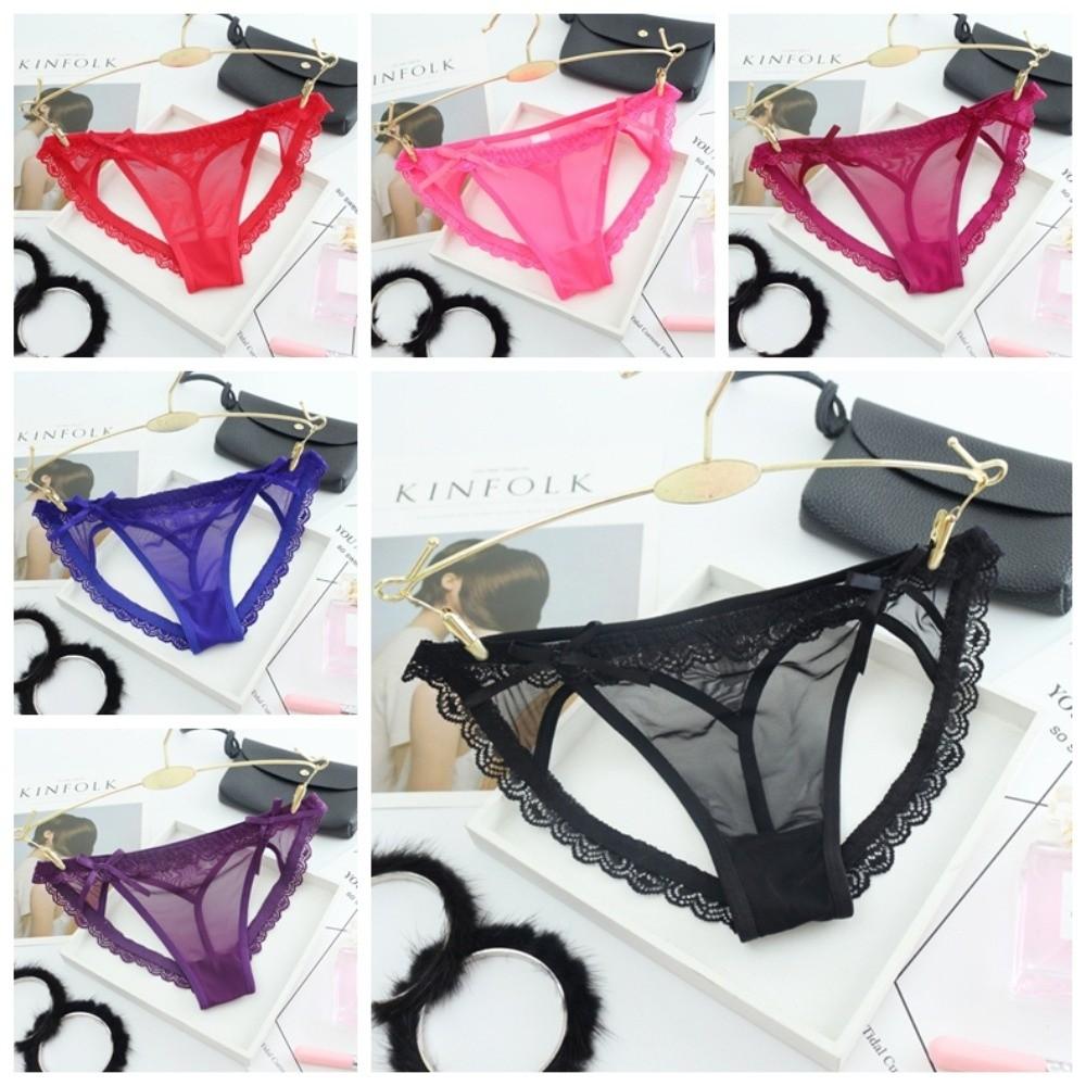 Behind Love Heart-shaped Sheer Lace Mesh Thong Low Waist Romantic T Panties Ladies