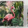 1 Tropical Flamingo Shower Curtain - Vibrant Rainforest Design, Lush Green Leaves and Pink Flamingo Pattern, Durable Curtain