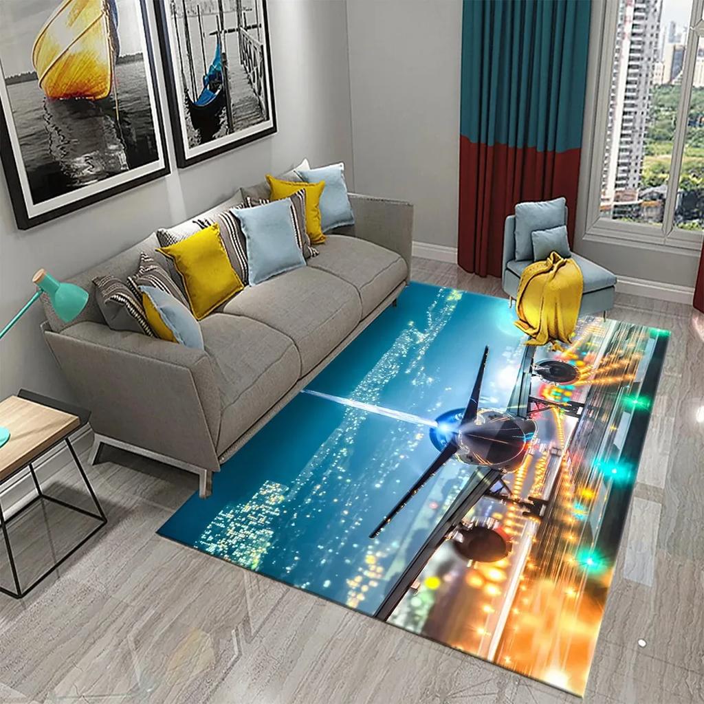 Airplane Carpet Sky Sunset Scene Area Mat For Kitchen Bathroom Entrance Door Anti-Slip Absorbent Mat Teens Bedroom Home Decor