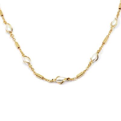 [L4345] - Gold Plated Necklace 'Sissi' Ivory Gold - 45 Cm 5 Mm