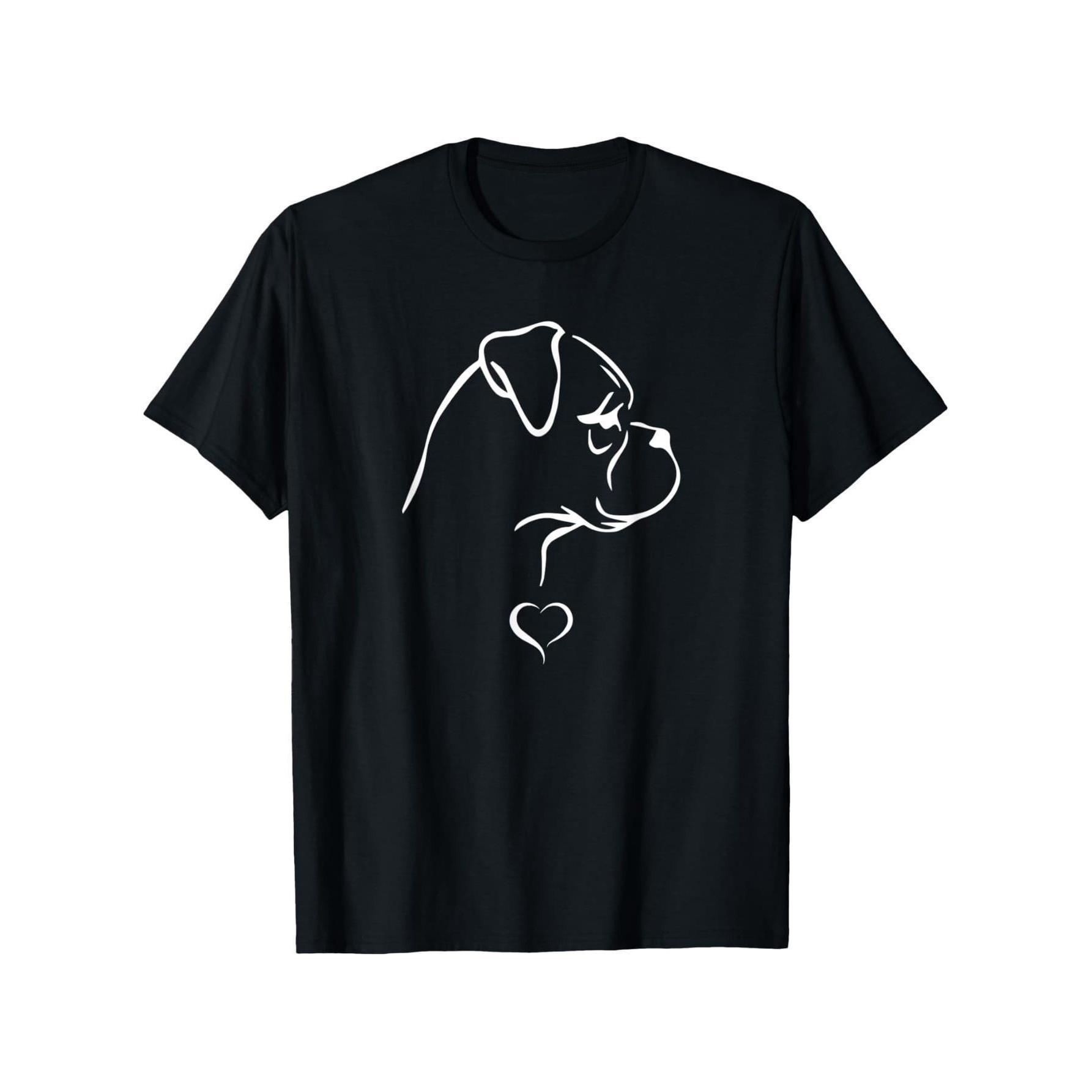

Boxer Dog Line Art Heart Graphic T-Shirt Premium Soft Cotton Short Sleeve Tee for Casual Outdoor Trip - Men s Summer Cotton G... 5XL