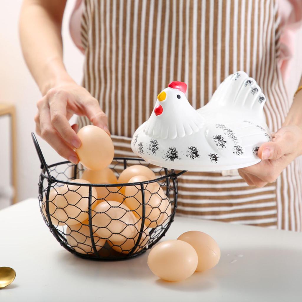 Ceramic for Fresh Egg Holders Countertop Farm Style Cute Perfect Housewarming Gift Multi-function Fine Workmanship Durab