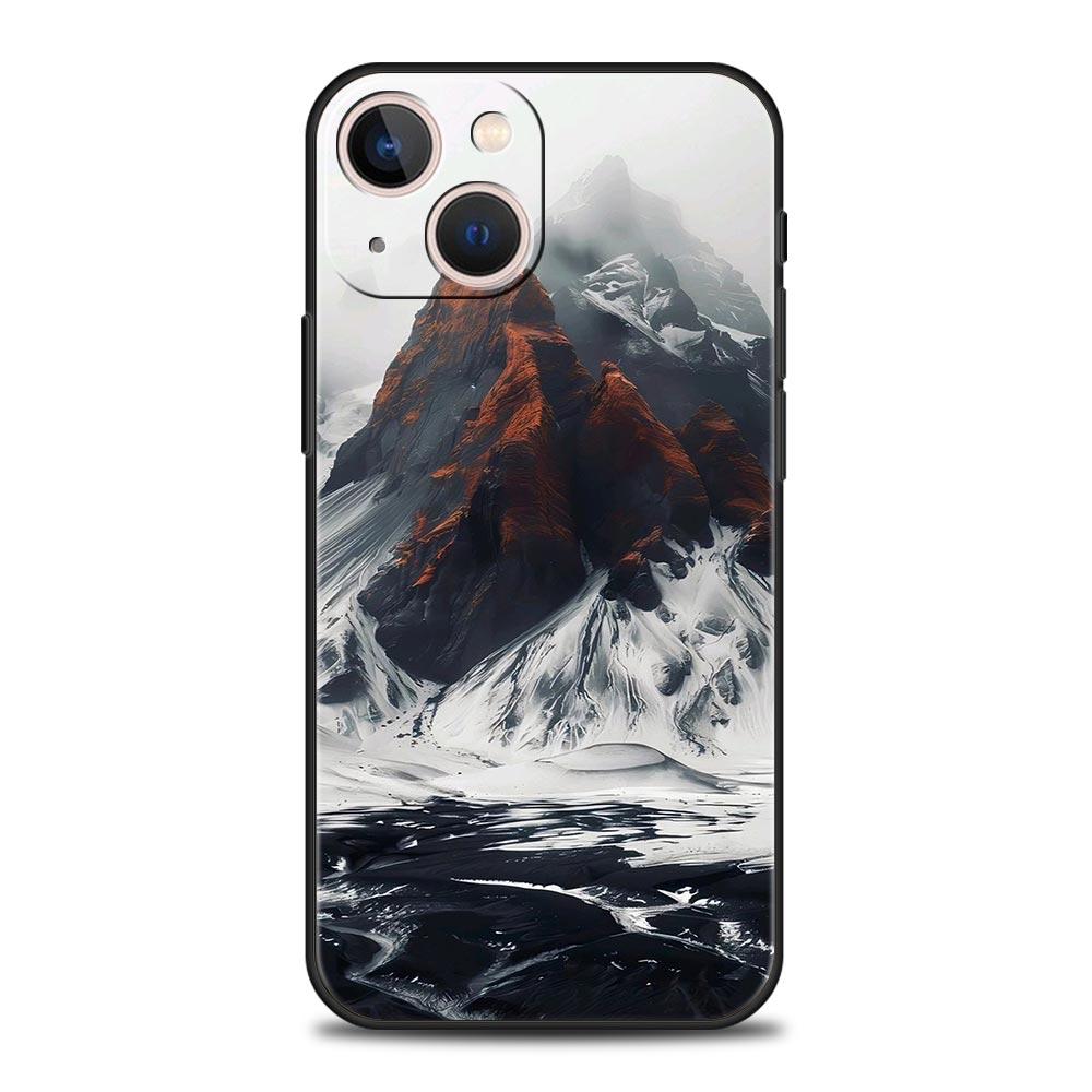 Black Mountain Peak Phone Case Cover for iPhone 17 16 15 14 13 12 11 Pro Max 17 Air Plus Shockproof Soft TPU Shell Fundas Capas