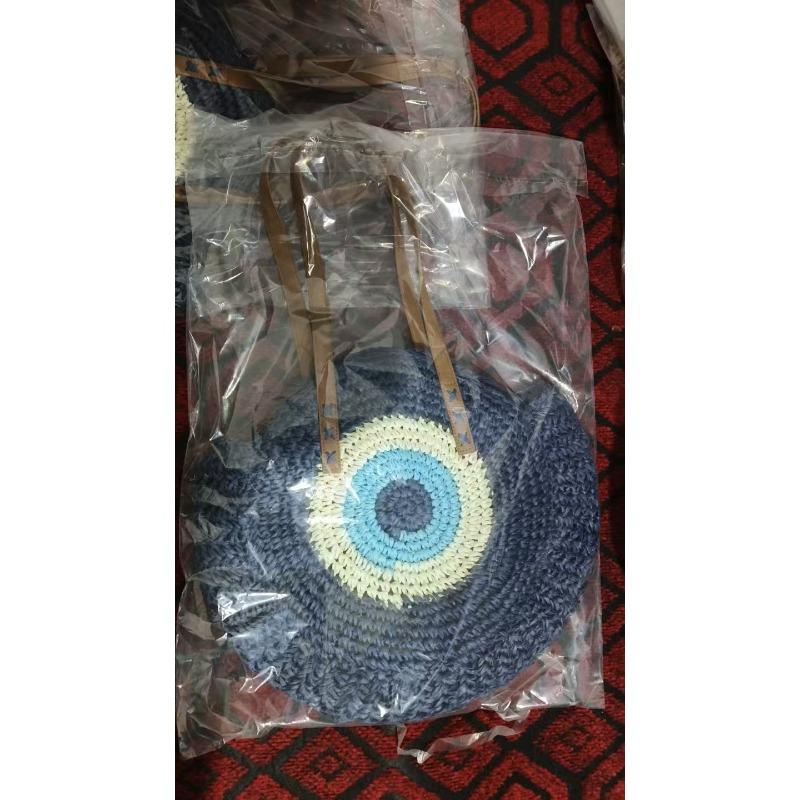 Single Shoulder Round Straw Bag Straw Bag New Hand-woven Bag Women's Large-capacity Casual Women's Bag Vacation Beach Bag