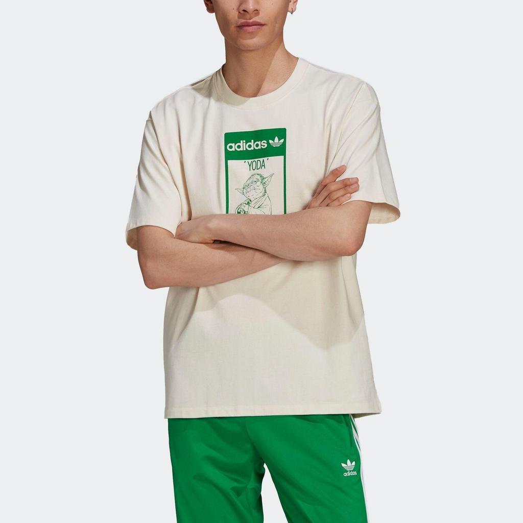 adidas Oryginalna koszulka sportowa Star Wars z motywem Yody, o luźnym kroju, z okrągłym dekoltem i krótkim rękawem, unisex, góra, off-white GP3461