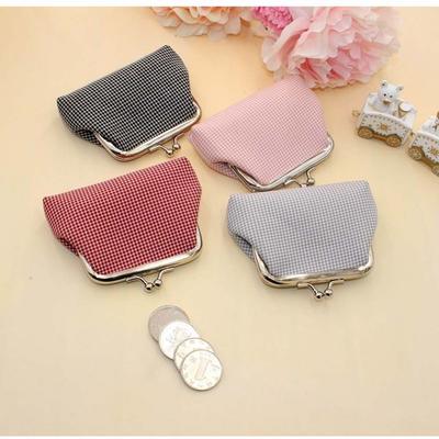 Handbag Girls Gift Handmade  Pouch Retro Wallet Card Holder Plaid Coin Purse Buckle Small Purse