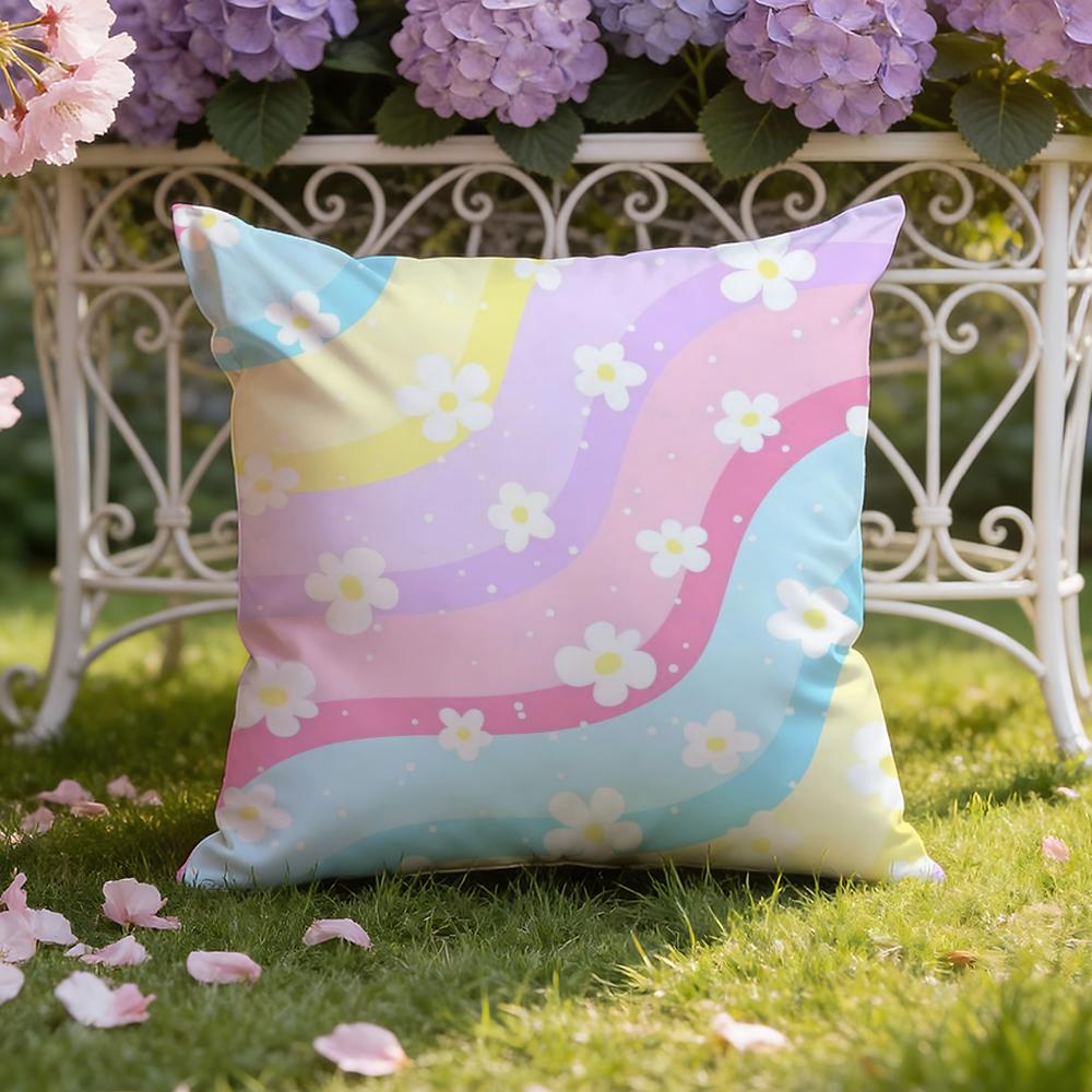 Colorful Daisies Cushion Cover Home & Car Dual-Scene Pillow Cover: Reversible for Premium Comfort