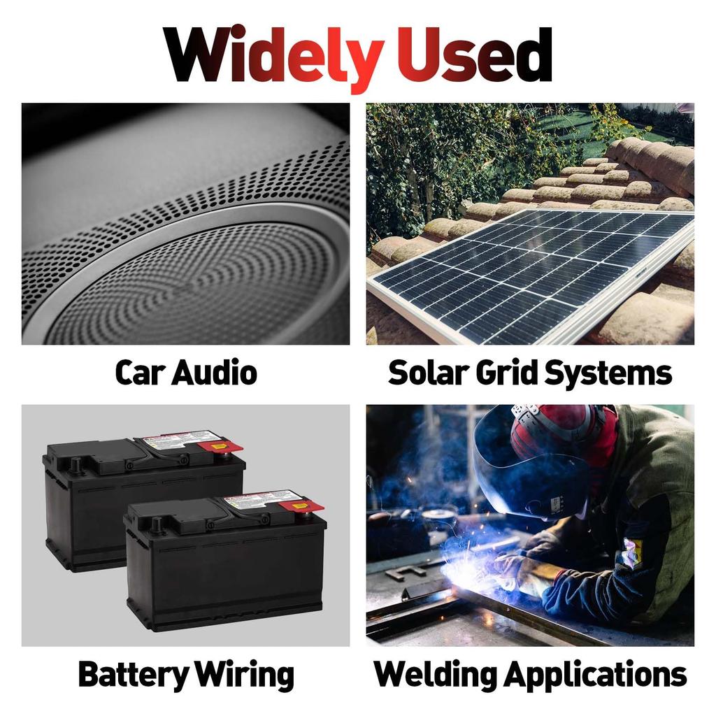 SGANGCAR Power Ground Cable 8 Gauge Copper Pack Aluminum CCA Power Supply / Car