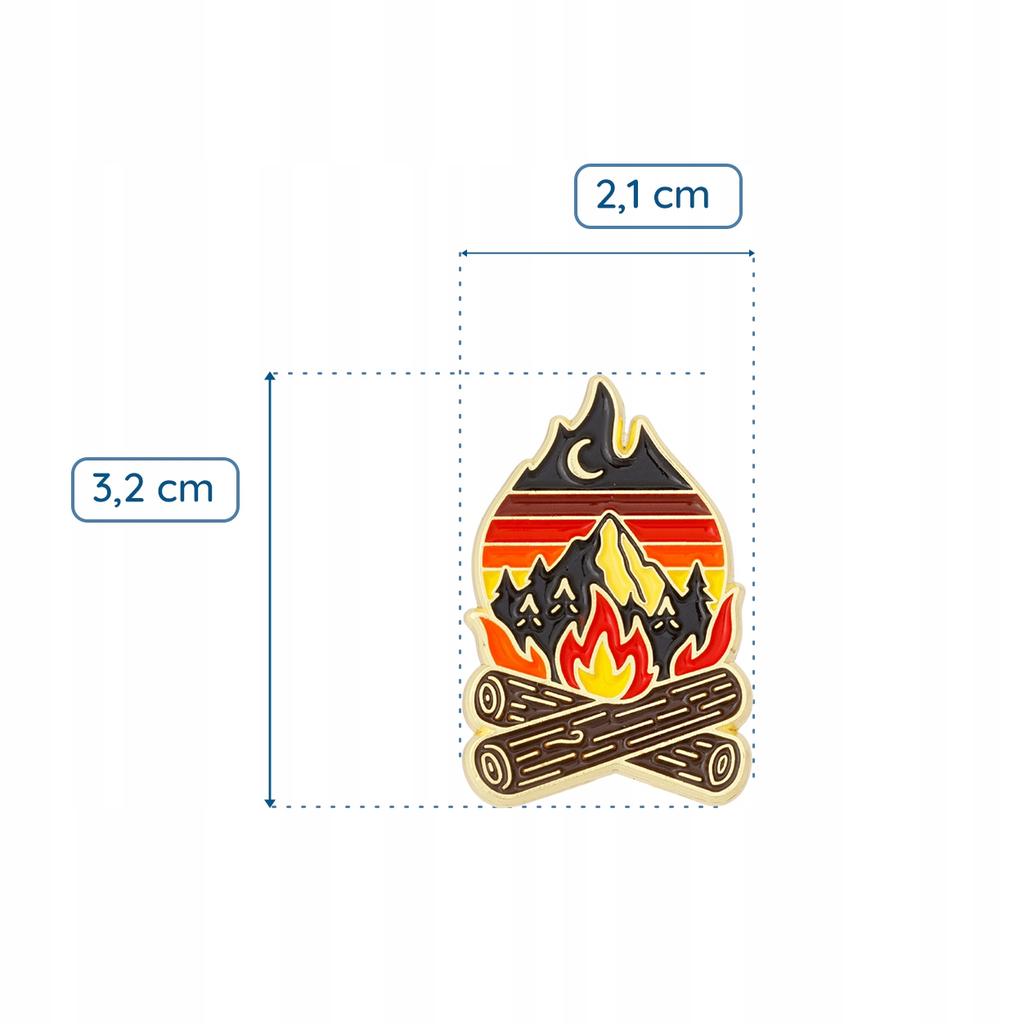 Tourist Pin Golden Campfire Mountains Nature Adventure Enameled Pinets