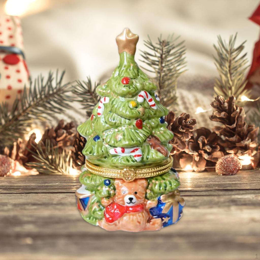 Christmas Tree Jewelry Box Trinket Desk Decor Keepsake Organizer Display for Valentine's Day