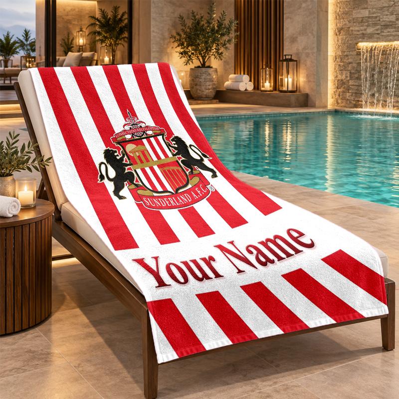 Custom Name Sunderland Beach Towel Personalized Text Soft Towel Swimming Travel Bath Gift
