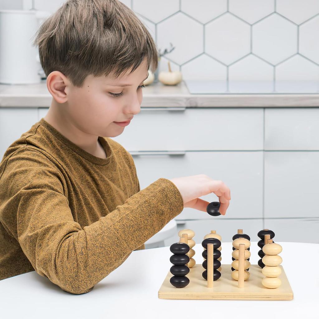 Wooden Board Game 1 Set Logical Training Toy Brain Teaser Toys 3D Four in a Row Game Table Games Brain Teaser Chess Puzzle for Desktop Aldult