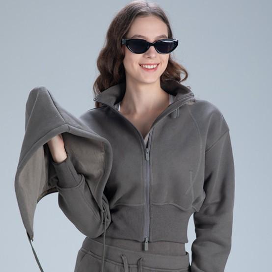 Lulu Zgly Women's Autumn Winter Hooded Sports Jacket & Yoga Set for Running, Mountaineering, Training & Fitness