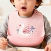 1pcs Cute Kids Silicone Bib Waterproof Baby Feeding Bib Large Food Catcher Soft BPA Free Infant Bib for Boys Girls Mealtime Tool