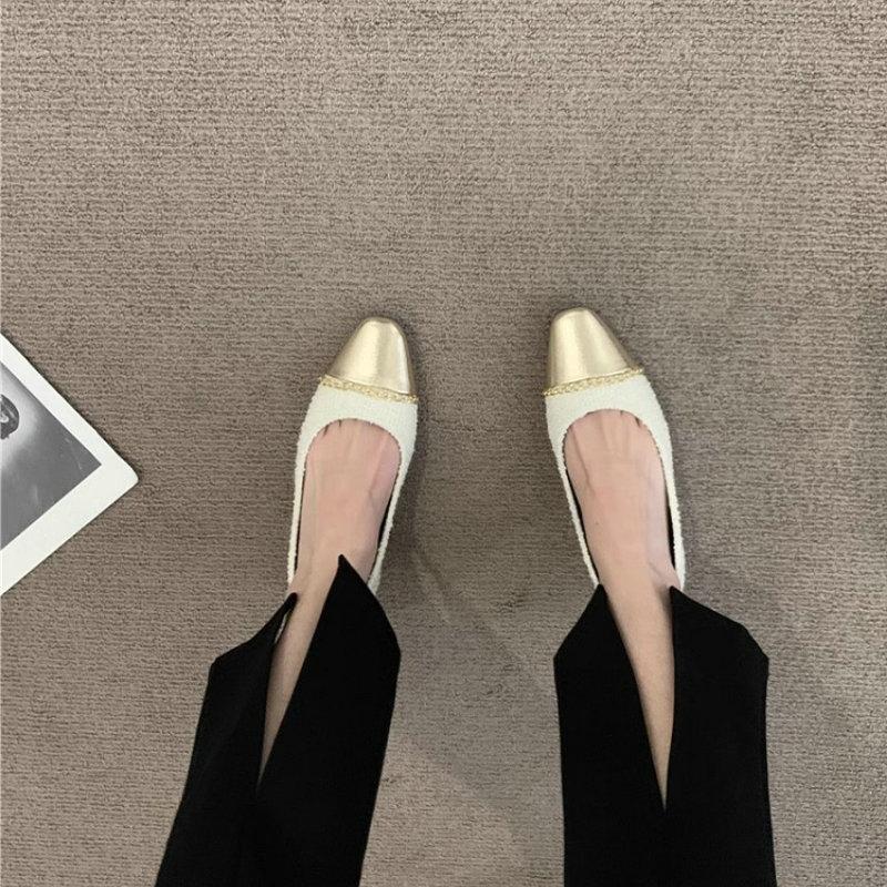 Fashion Flat Shoes for Women 2025 Spring and Autumn French Chain Fashion Boat Shoes Plus Size Women's Shoes 42 43 44 Loafers Women