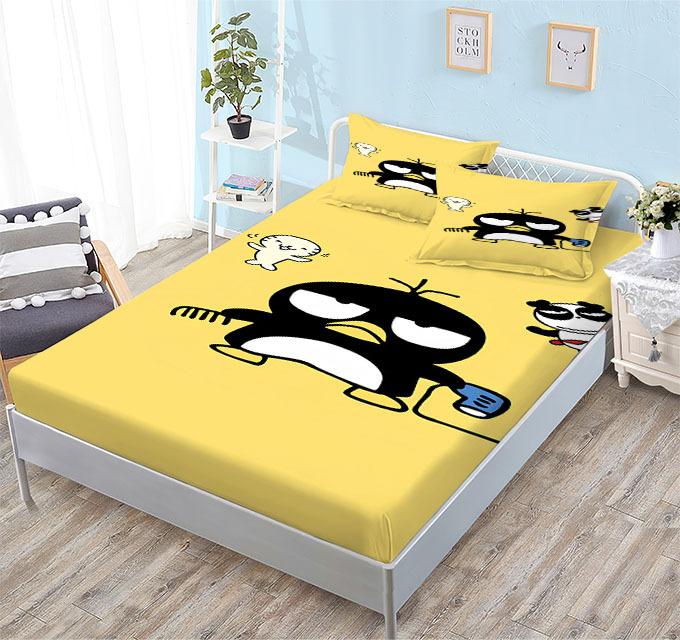 Grinding Mattress All-Inclusive 3D Digital Printing Cartoon Cute Cool Penguin Series Mattress Set