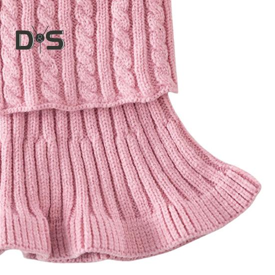 Gefälschter Schal für Damen, hoher Kragen, gedrehte Textur, Rüschenbesatz, einfarbig, Strickkragen, Herbst/Winter, verdickter, warmer falscher Kragen