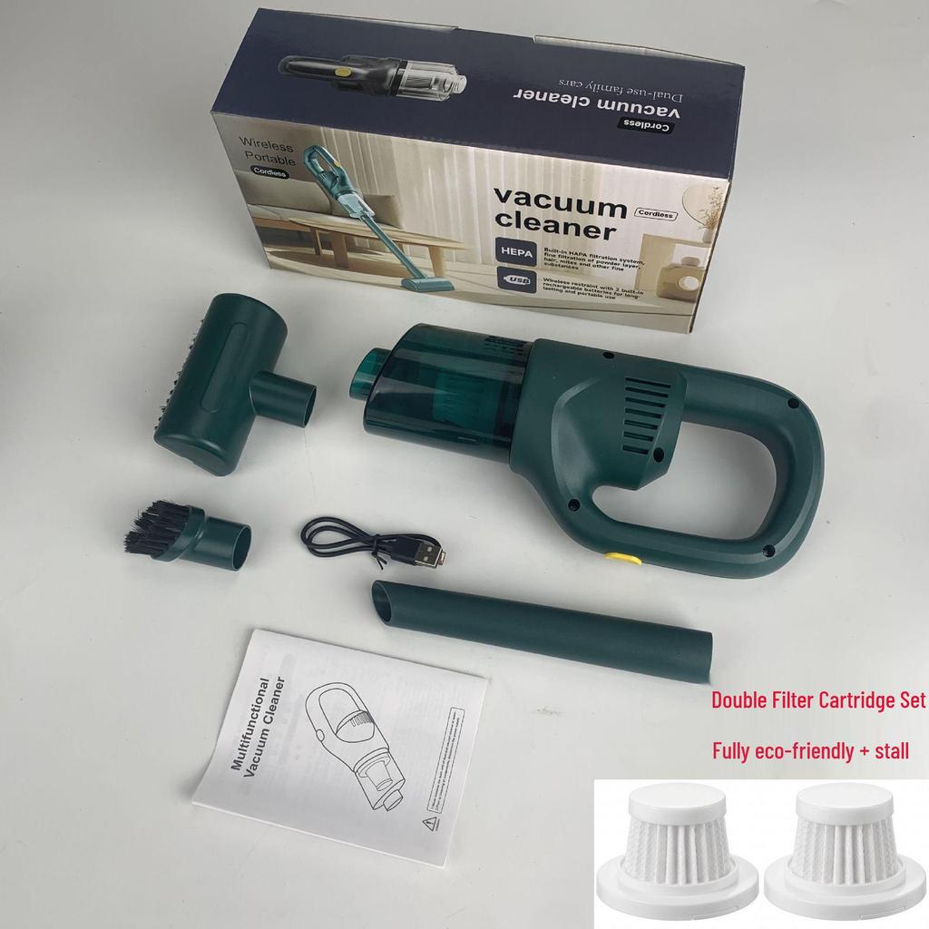 Portable Handheld High-Power Vacuum Cleaner with Wireless Charging and Strong Suction for Home and Car Use