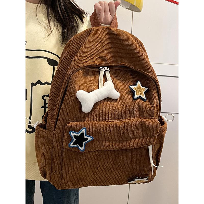 Schoolbag1011 New Women's Backpack Dark Large Capacity Junior High School High School Star Backpack Elementary School Student College School Bag