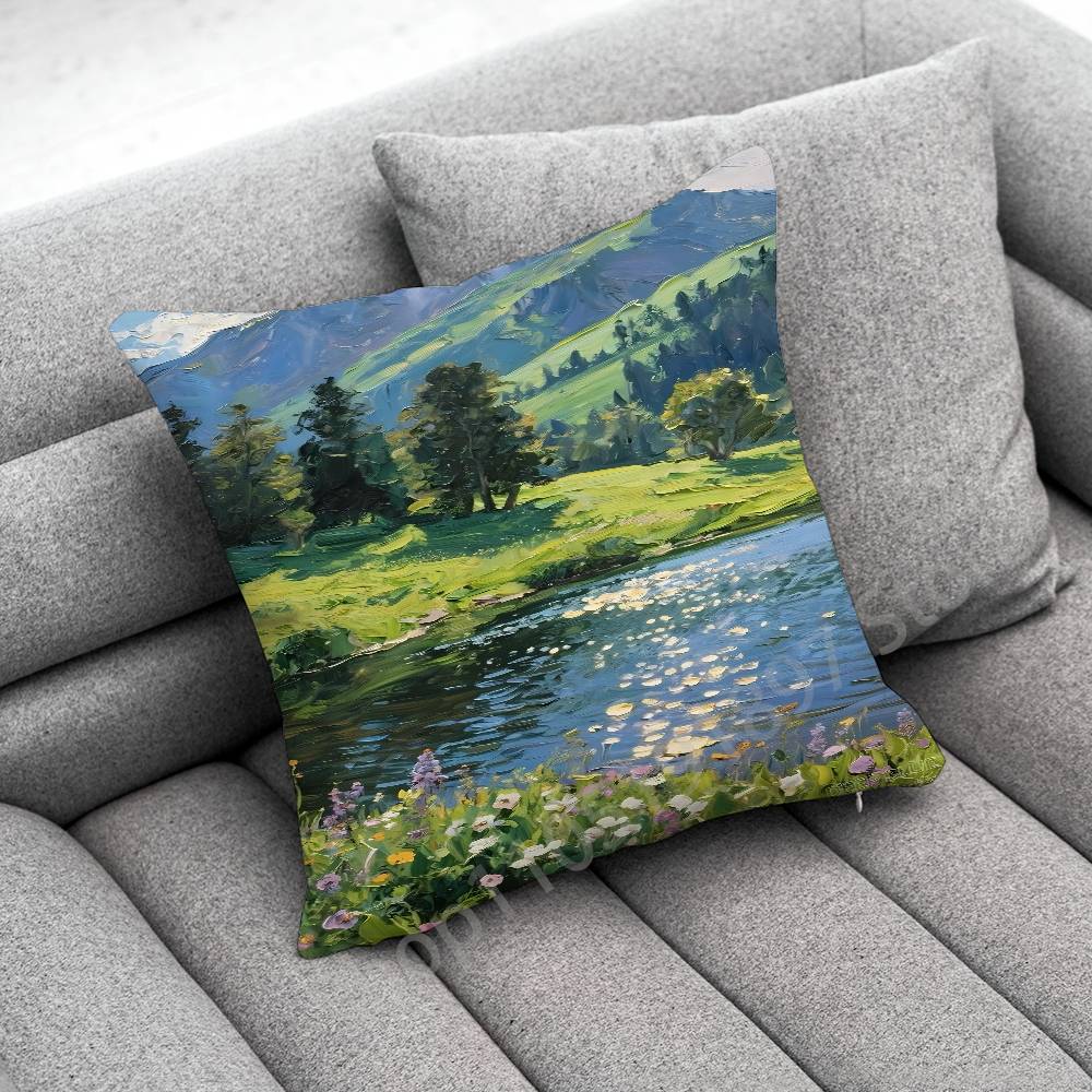 C-Claude Monet Garden Paint Throw Pillow Case For 55x55cm 40x40cm 45x45cm 50x50cm 30x30cm Square Office Pillowship Cover