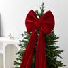 Velvet Wine Red Bow Christmas Tree Ornaments - Festive Decorative Pendants