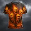 Halloween Men's 3D Skull Short-Sleeve T-Shirt Spooky Club Party Street Style Short-Sleeve Casual Loose-Fitting Men's Top