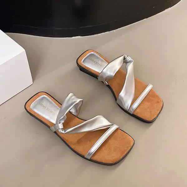 

Shoes Women Slippers Casual On A Wedge Square Toe Slides Rubber Flip Flops Pantofle Heeled Mules Soft Luxury Hawaiian 2025 Summ 39