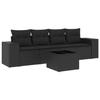 VidaXL Salon de Jardin avec Coussins 5 pcs, Canapés de Terrasse, Ensemble de Meubles de Patio, Mobilier d'Extérieur, Noir 3254622
