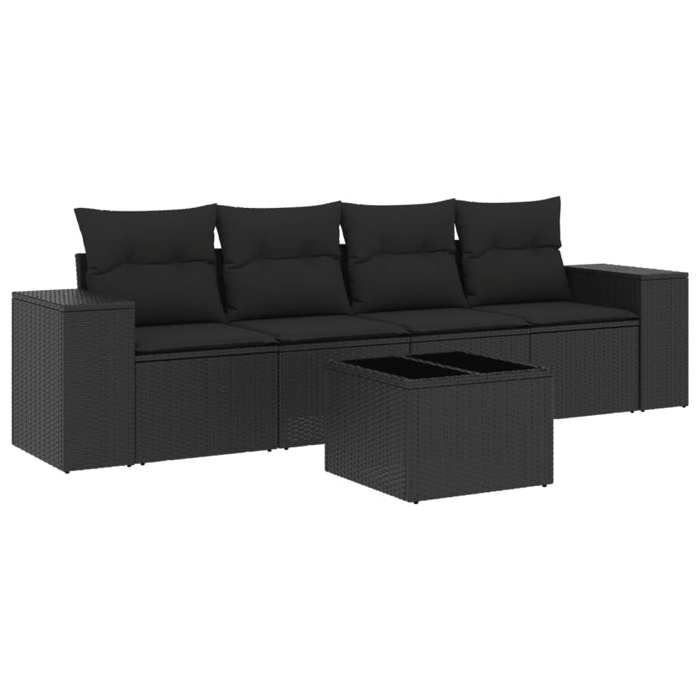VidaXL Garden Lounge Set with Cushions 5 Pcs, Patio Sofas, Patio Furniture Set, Outdoor Furniture, Black 3254622