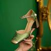 Nuovo Stile Cinese, Scarpe Ricamate, Scarpe su Misura Grezze, da Donna, Nuovo Stile Estivo, Scarpe da Banchetto, Sandali con Tacco Alto