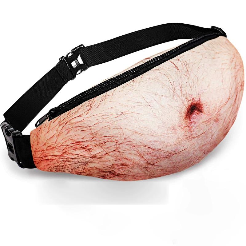 Funny Money Belt Bag Men Travel Bags Flesh Color Creative Fanny Pack Beer Fat Belly Bum Pouch Waist Bag