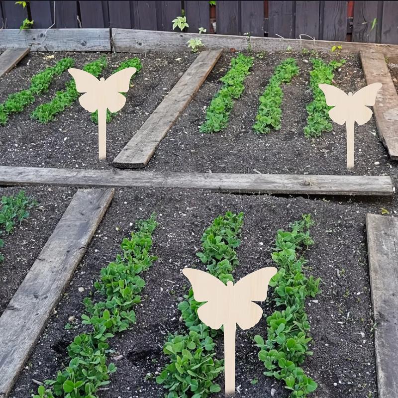 15/20pcs Wooden Garden Flower Butterfly Poplar Multi-signature Signage Wholesale Meat Label Micro-landscape Signage DIY Plug