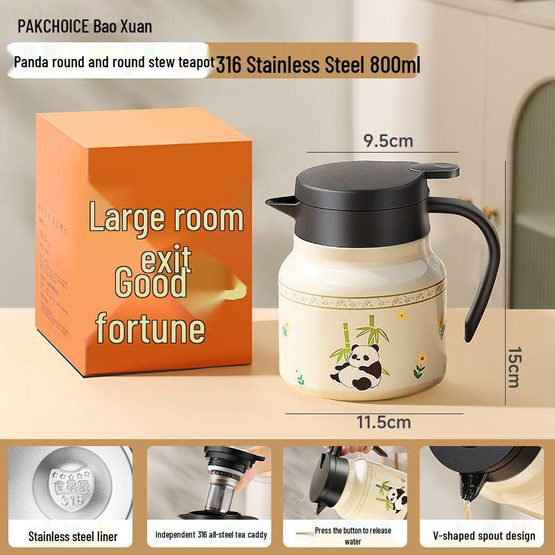 

2025 Insulated Stainless Steel Tea Pot with Ceramic Liner and Temperature Display