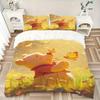 3pcs Winnie the Pooh Butterflies Printed Quilt Set Soft and Comfortable Quilt Cover for Bedroom, Guest Room Bedding Set Q091