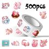 Pink Salamander DIY Cartoon Journal & Sealing Stickers - 500/Roll