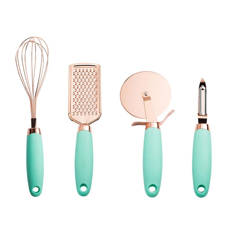 

4-7PCS Rose Gold Garlic Press Pizza Cutter Kitchen Gadget Set Can Opener Potato Cooking High-End Kitchenware Kitchen Accessories