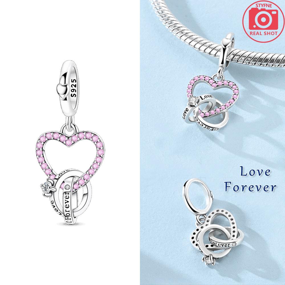 Original Charms Copper Certified Pink Heart Bow Pendant Blue Stars Moon Beads Fit Bracelet Women Jewelry Diy Gift