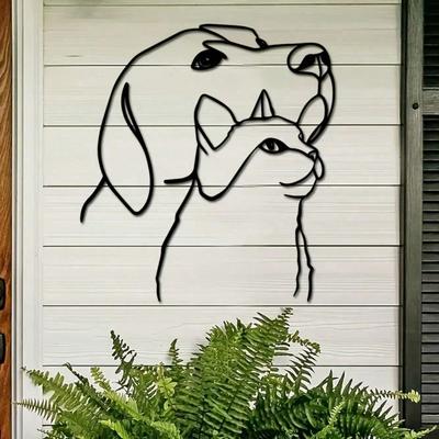 1 PC Black Wire Dog and Cat Rising Head Modern Home Decor for Bedroom, Living Room, or Bathroom. Waterproof, Rustproof Installation.