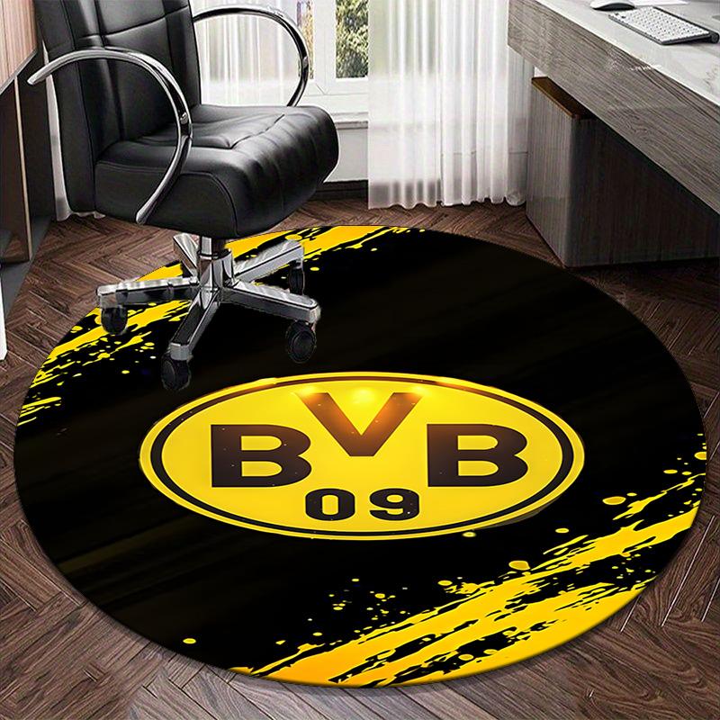 1 buc. covor rotund Design Minge de Fotbal Bvb Covor Rotund pentru Zonă Imprimat, Covor pentru Casă Birou, Covor Rotund pentru Scaun, Covor Decorativ Cadouri pentru Fani Cadou de Crăciun