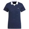Polo Shirts Women's Blue V Neck Moderate Straight Fit IN2803
