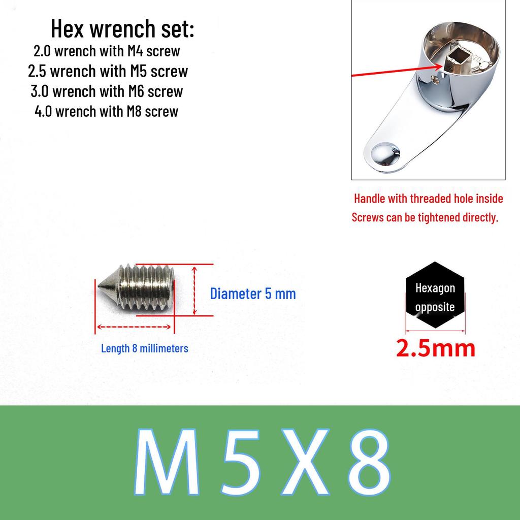 Stainless Steel Faucet Handle with M5 Hex Socket Screw for Kitchen/Bathroom Washbasin – Hot/Cold Water Accessory